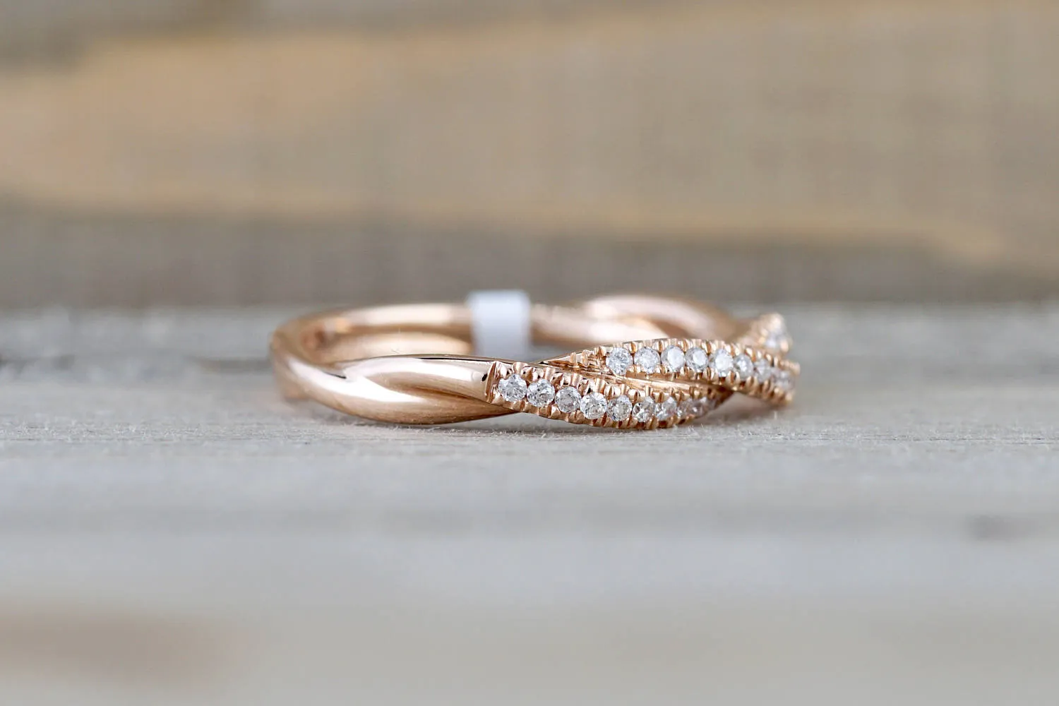 14k Rose Gold Solid Dainty Diamond Rope Design Band Wedding Anniversary Love Ring Band Vintage Thin