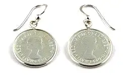 A Von Treskow Coin Six Pence Earrings 925 sterling silver