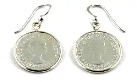 A Von Treskow Coin Six Pence Earrings 925 sterling silver