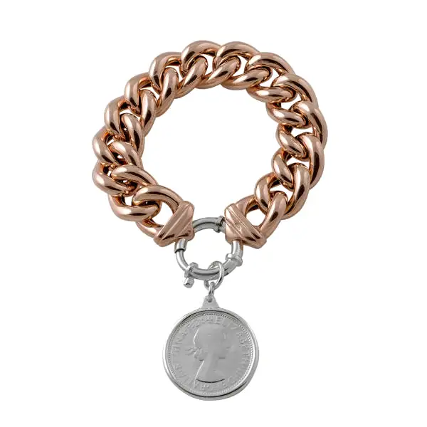 A Von Treskow Rose Gold Plated Big Mama Bracelet with sterling silver bolt