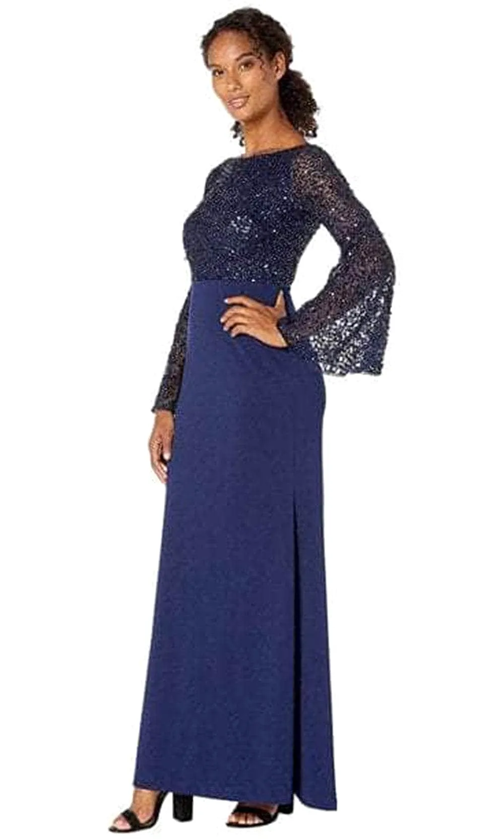 Adrianna Papell AP1E206072 P - Long Bell Sleeve V-Neck Evening Dress