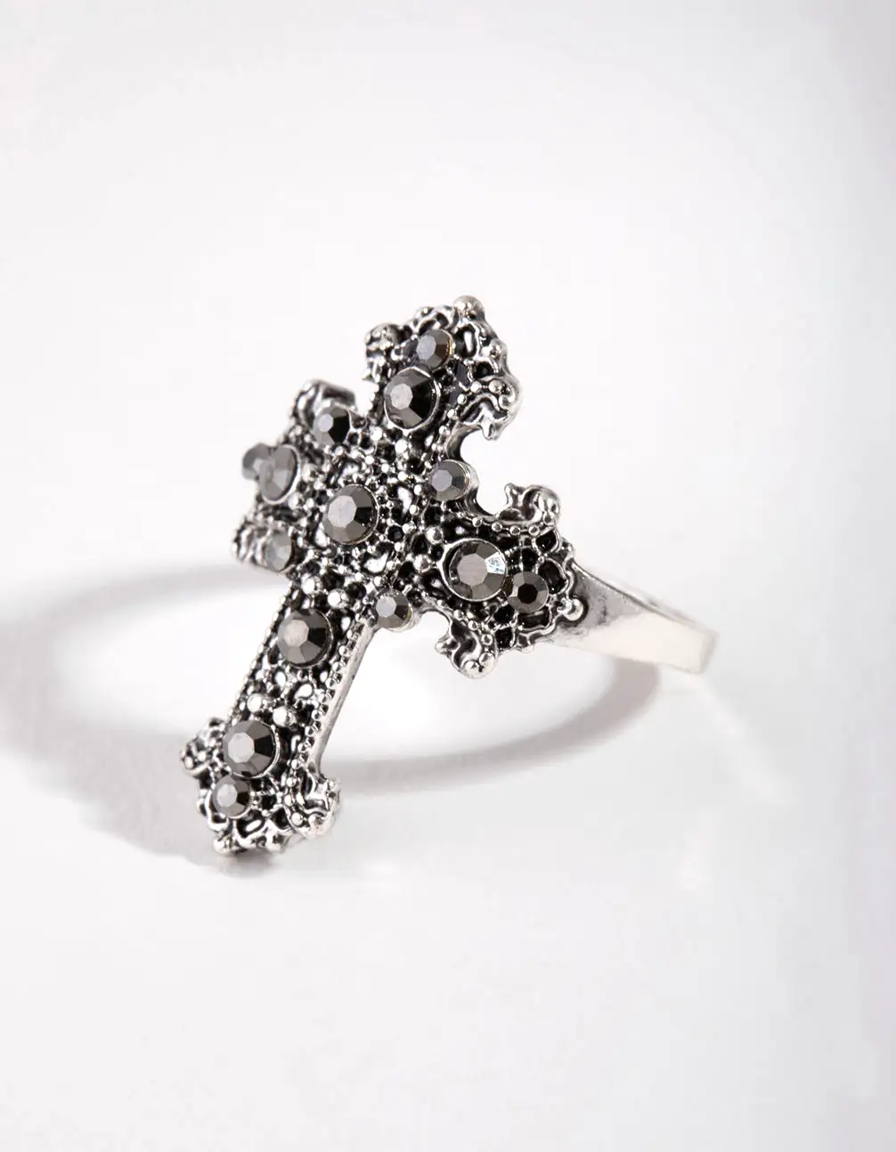 Antique Silver Antique Cross Ring