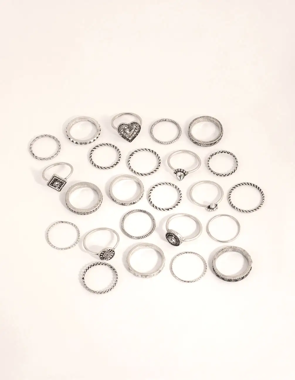 Antique Silver Etched Ring 24-Pack