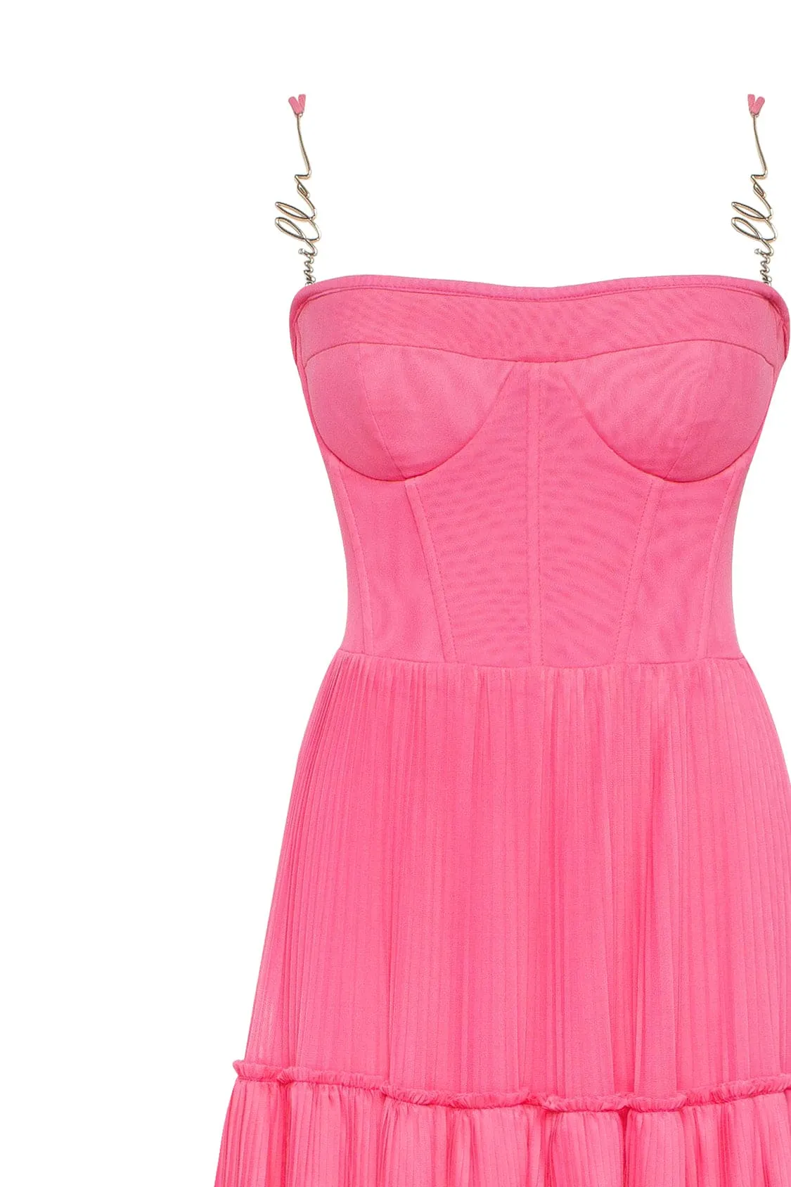 Barbie pink spaghetti strap pleated maxi dress, Garden of Eden