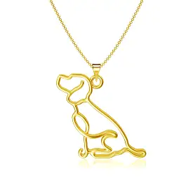 Beagle Silhouette Pendant Necklace - Gold Plated