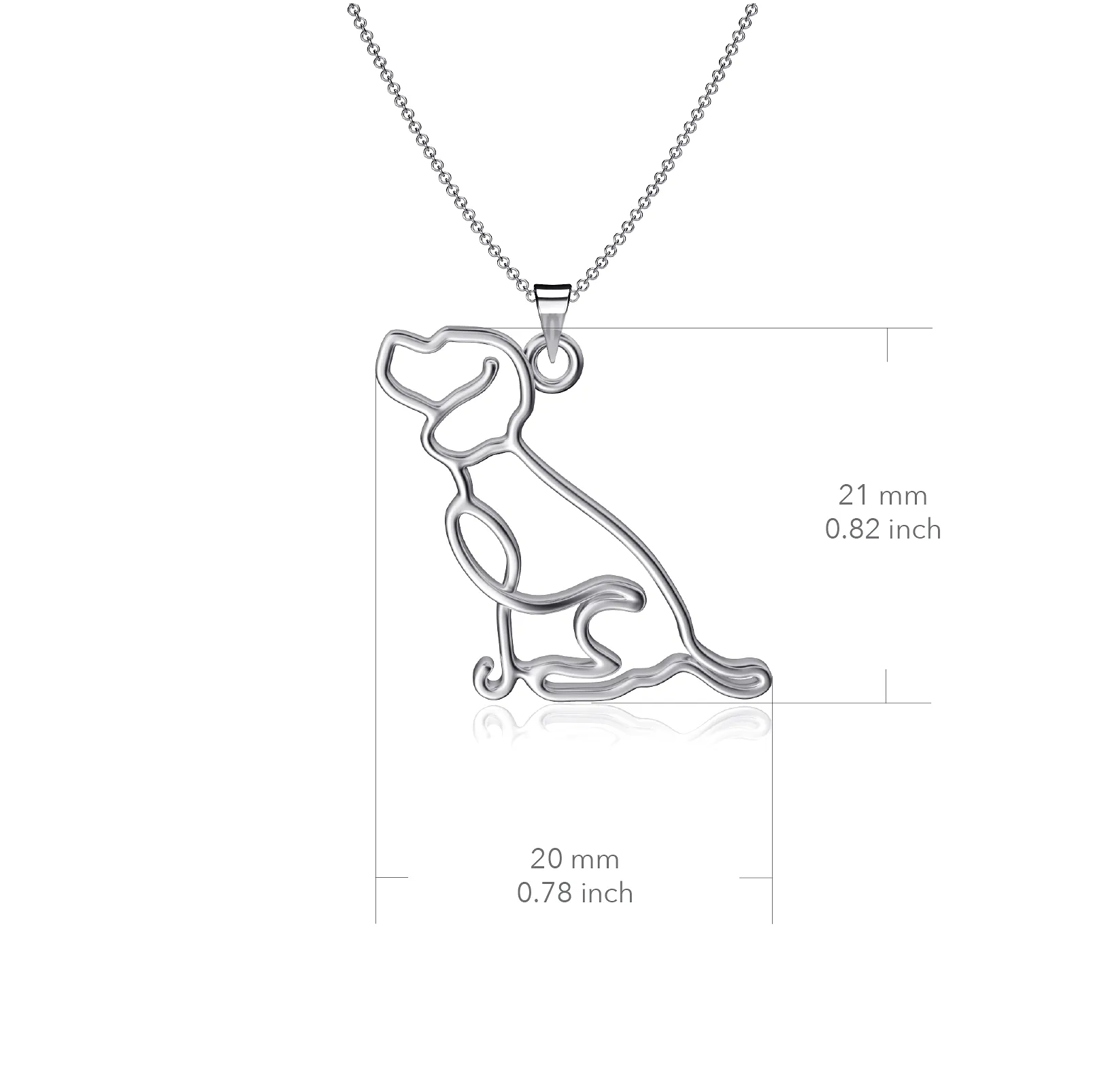 Beagle Silhouette Pendant Necklace - Silver