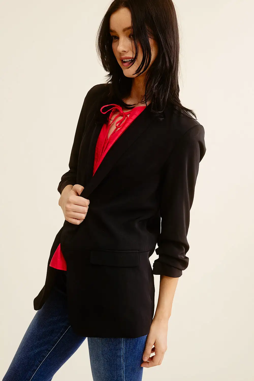 Black 3/4 Sleeve Blazer