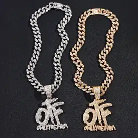 Bling Iced Out  OTF Letter Pendant Cuban Necklace for Women Men S4816148