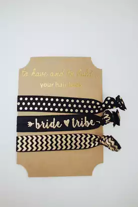 Bride Tribe Black Hair Tie Ponytail Set