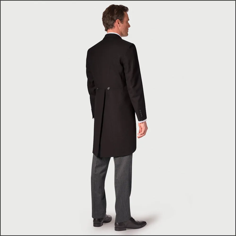 Brook Taverner Regular Fit Black Pure New Wool Morning Suit Jacket-