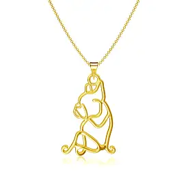 Bulldog Silhouette Pendant Necklace - Gold Plated