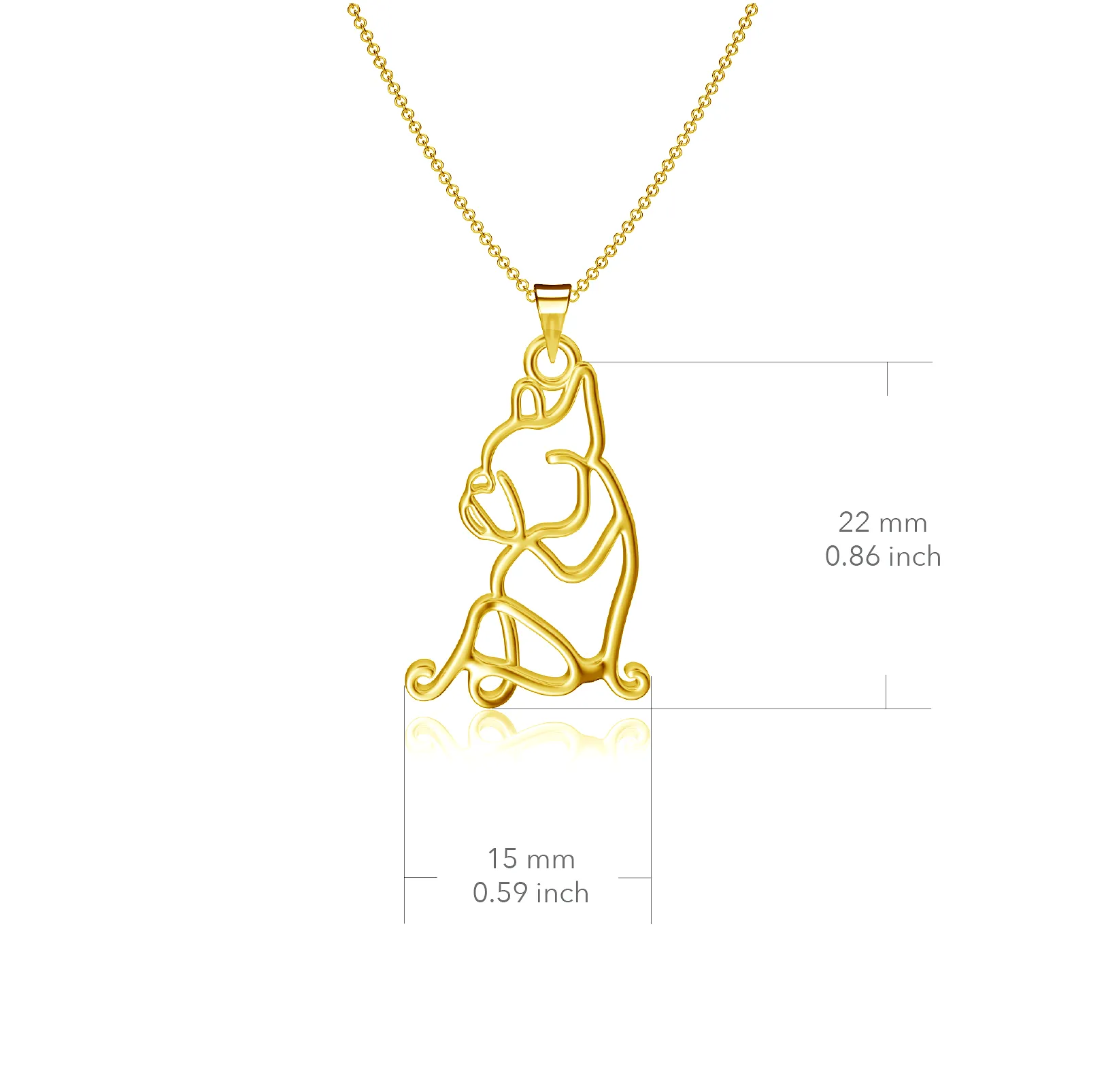 Bulldog Silhouette Pendant Necklace - Gold Plated