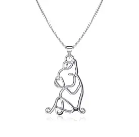 Bulldog Silhouette Pendant Necklace - Silver