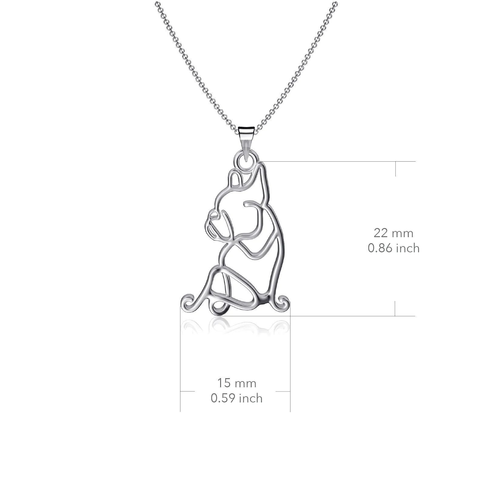 Bulldog Silhouette Pendant Necklace - Silver