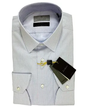 Canali Dress Shirt White Pink Blue Check - Exclusive Collection 40 - 15 3/4