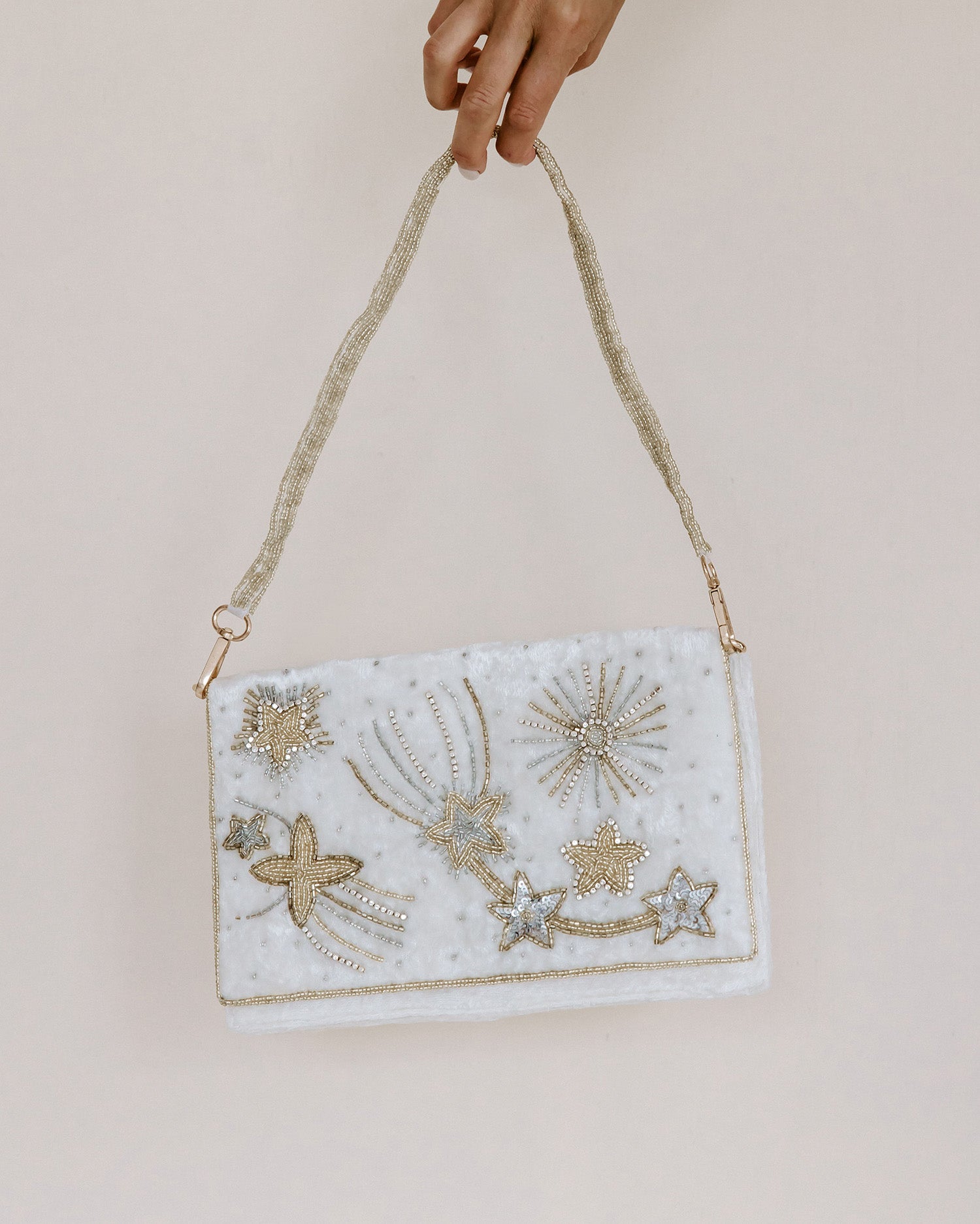 CELESTIAL - IVORY AND GOLD STAR WEDDING CLUTCH