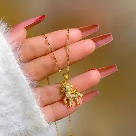 cute angel pony pendant unicorn necklace ladies light luxury niche European and American clavicle chain