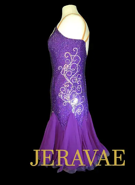 Dark Purple Rhythm Dress with Swarovski Stones Size Large LAT074 SOLD