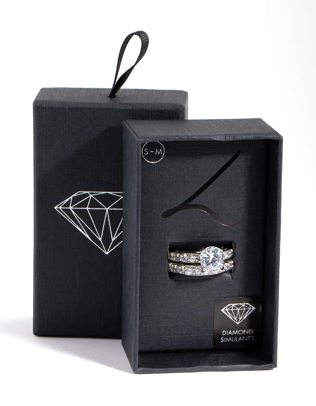 Diamond Simulant Engagement & Wedding Pack Rings