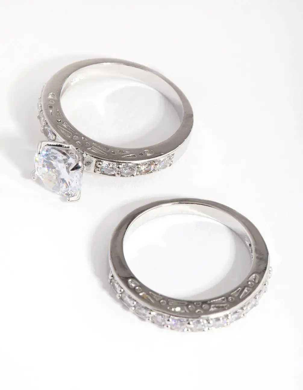 Diamond Simulant Engagement & Wedding Pack Rings