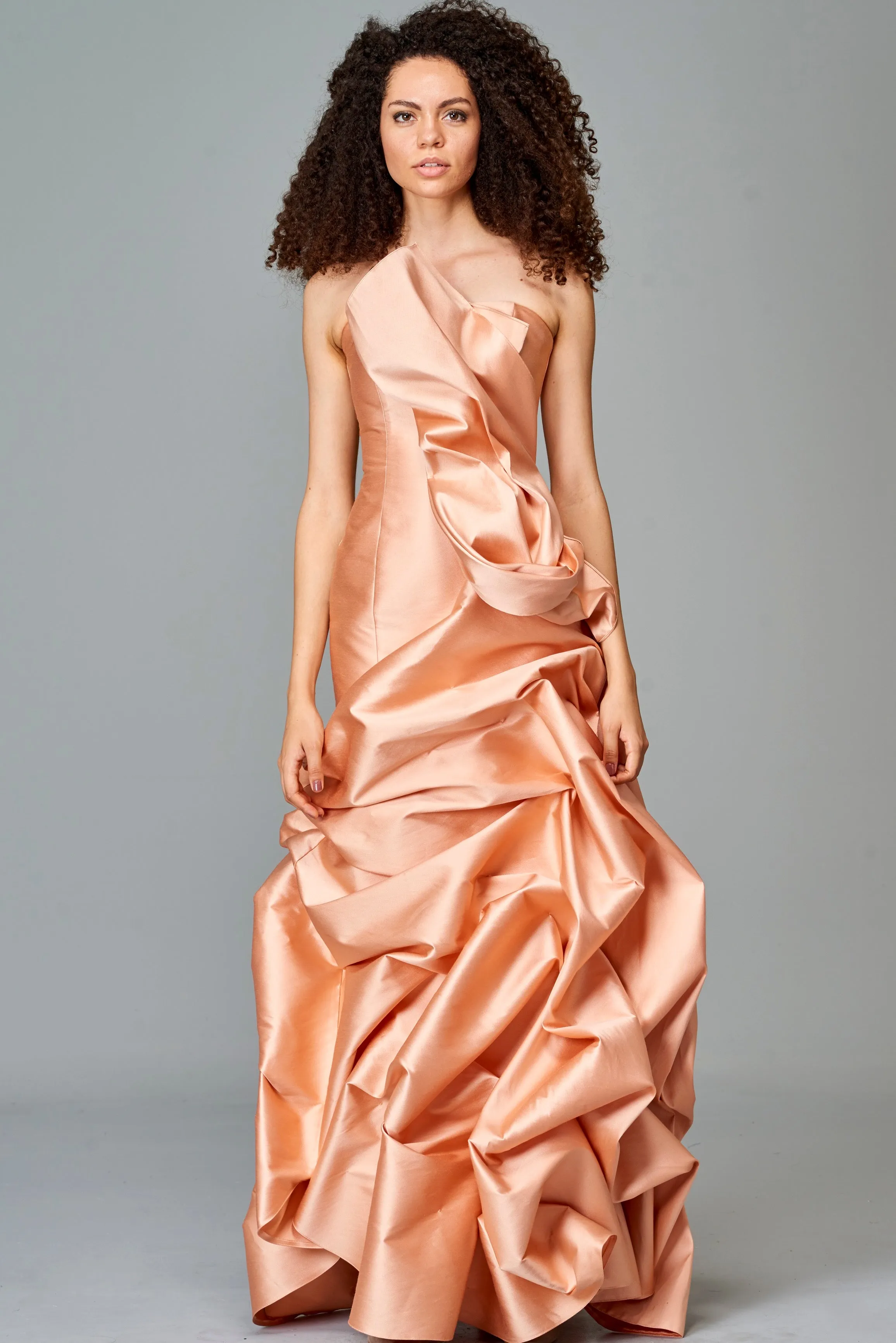 Draped Taffeta Gown