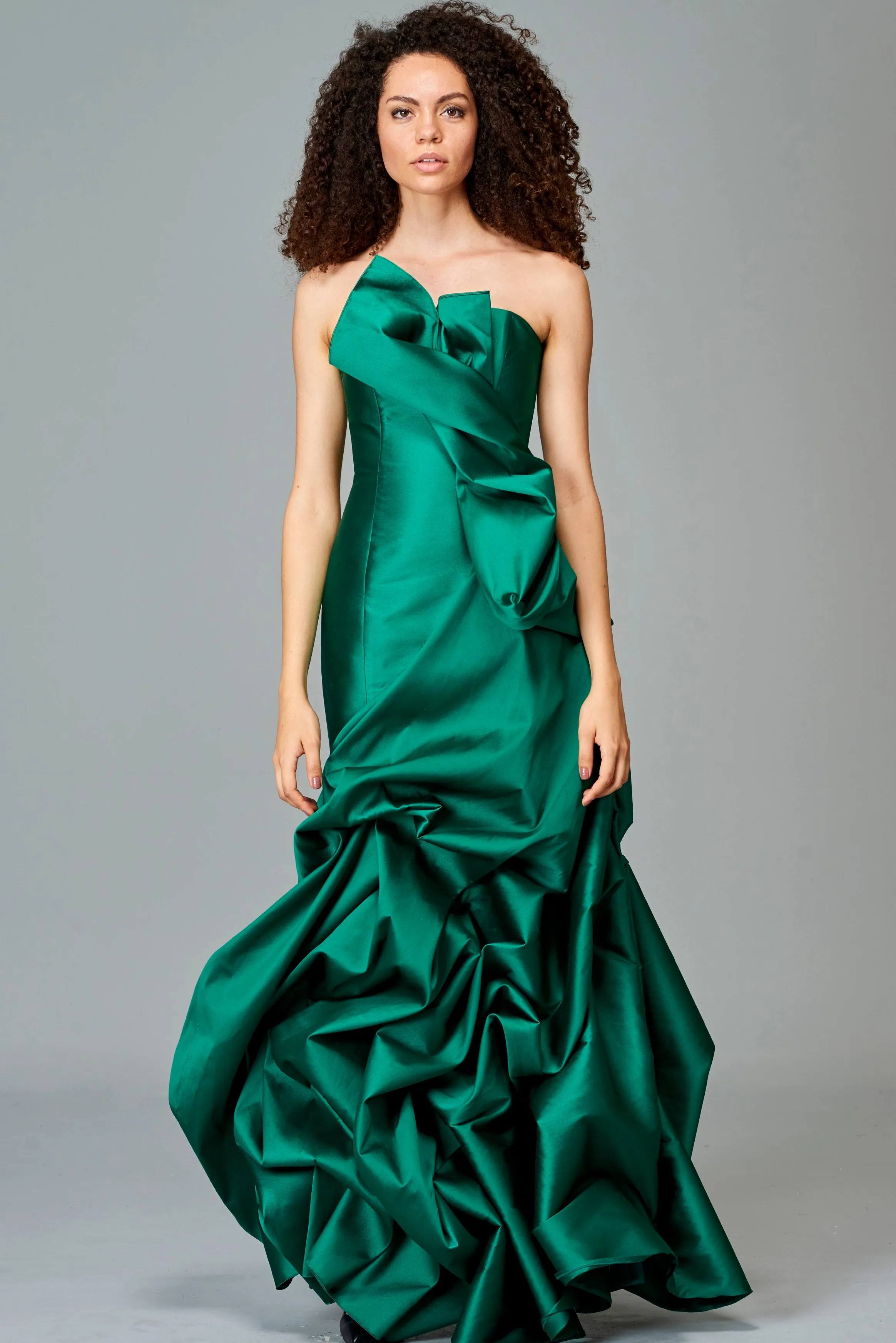 Draped Taffeta Gown