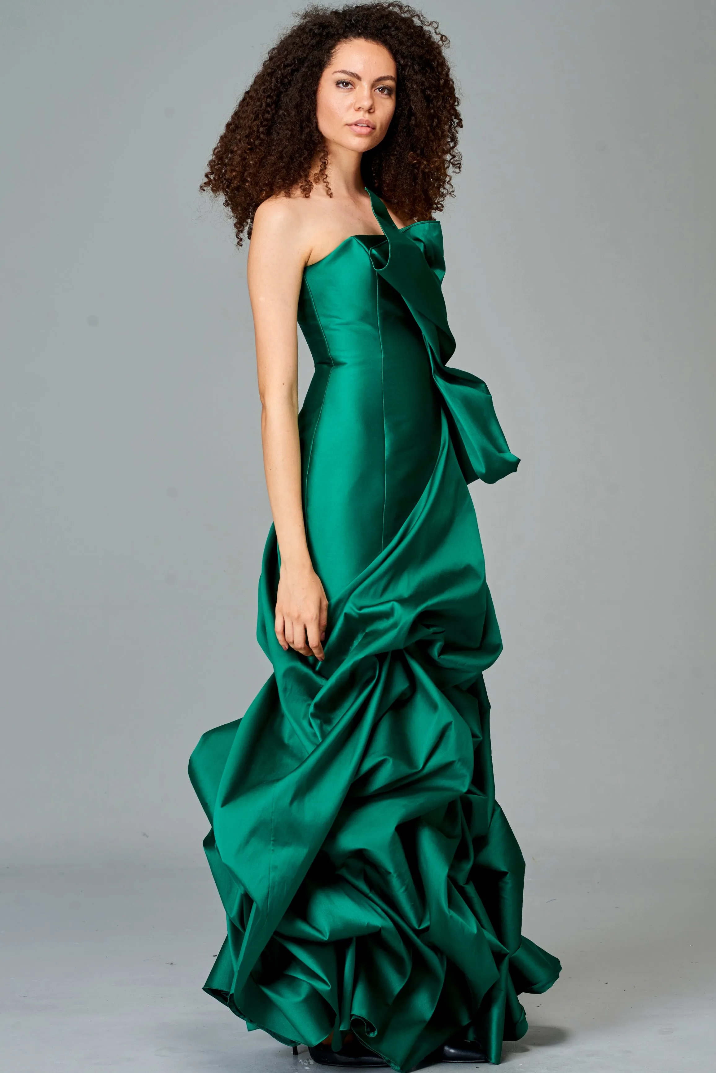 Draped Taffeta Gown