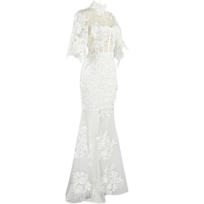 Elly White Lace Maxi Gown