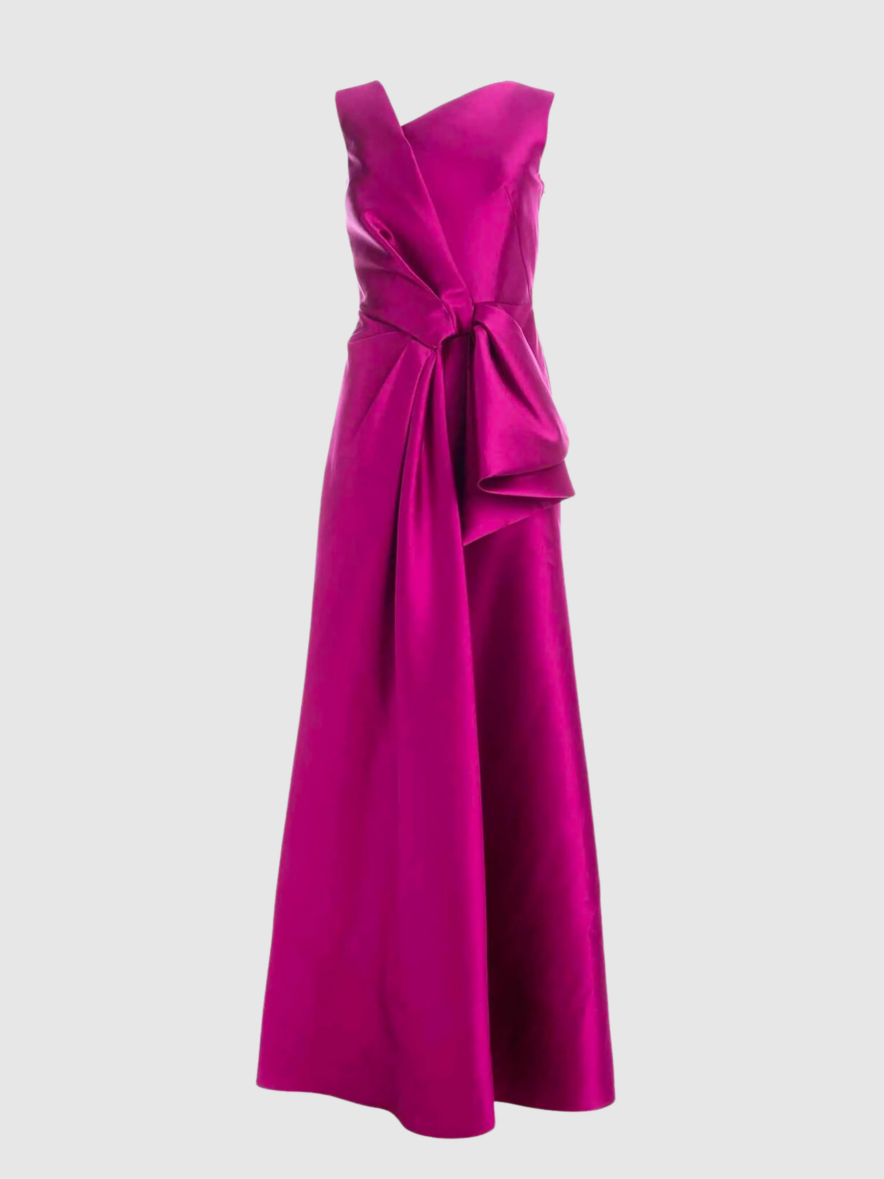 Fuschia Sleeveless Gown With Bow Detail