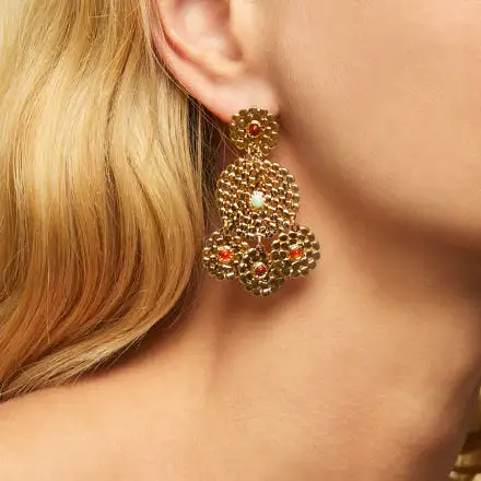 Gas Bijoux Lucky Sequin Cabochon Gold Earrings