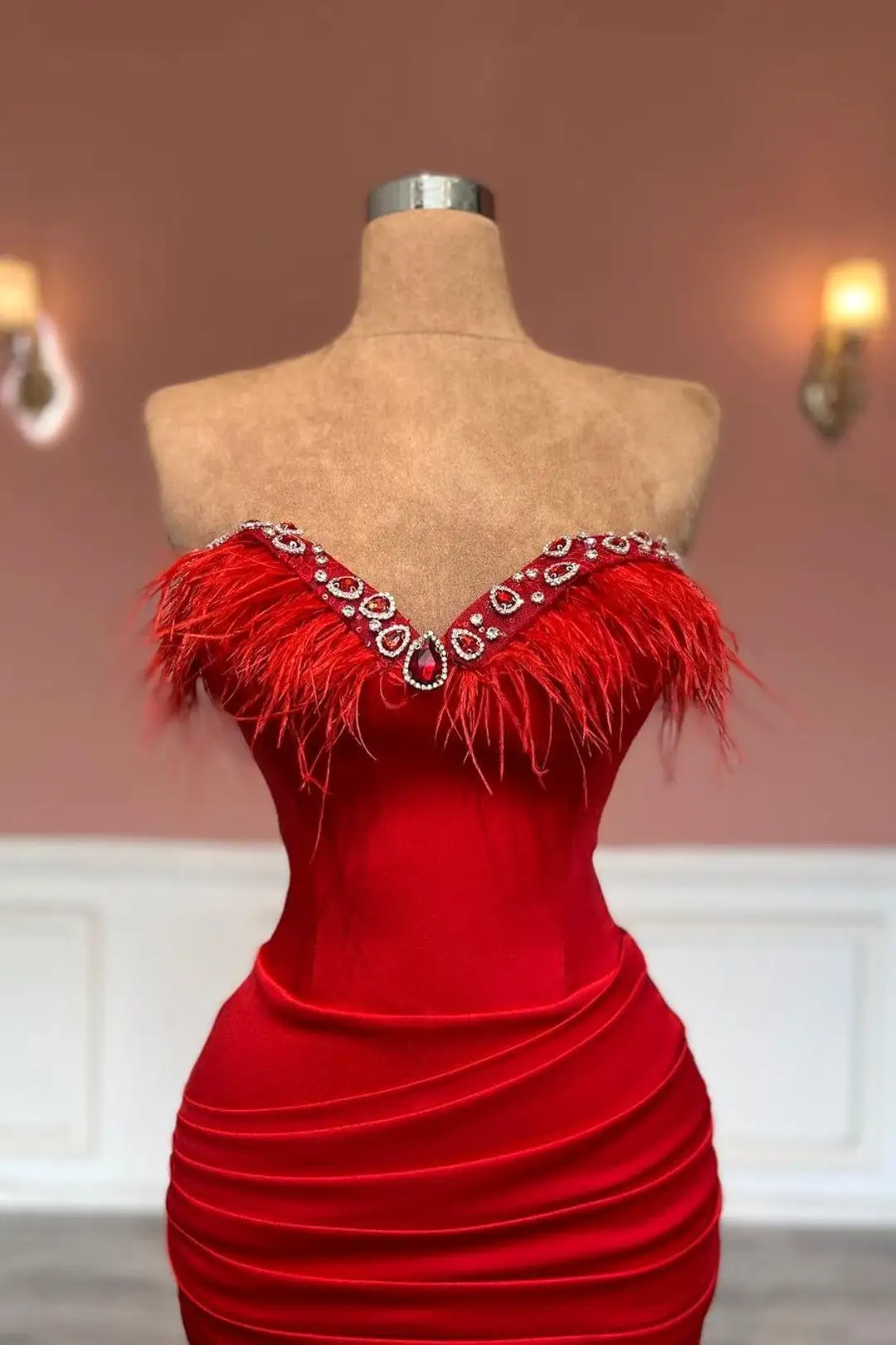 Glamorous Red Satin Prom Gown with Sleeveless Design and Tassel Detailing