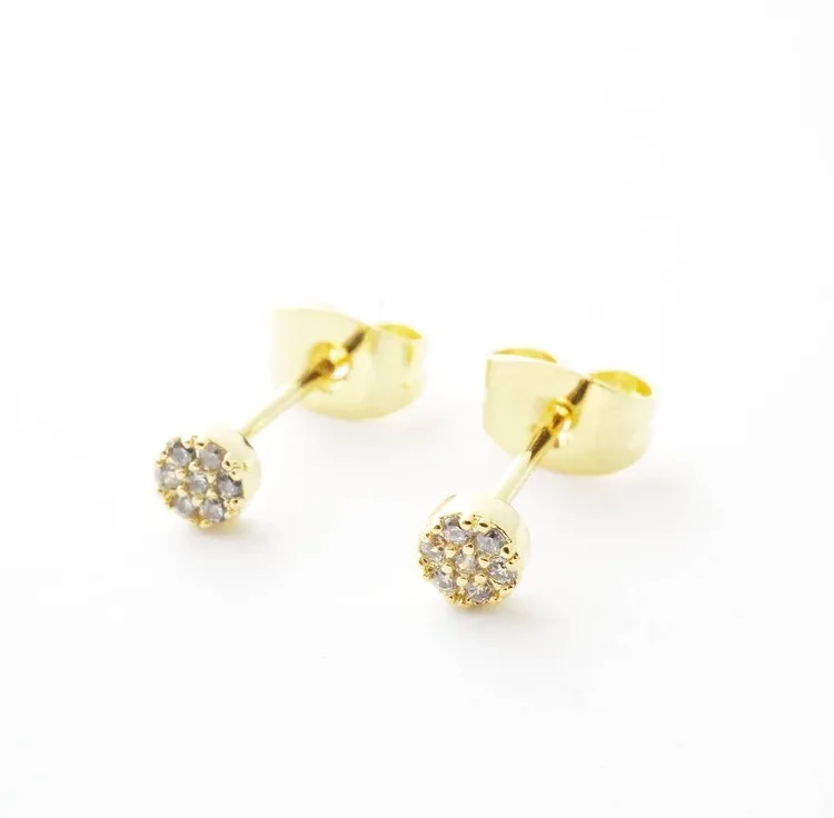 Gold Crystal Mini Circle Studs