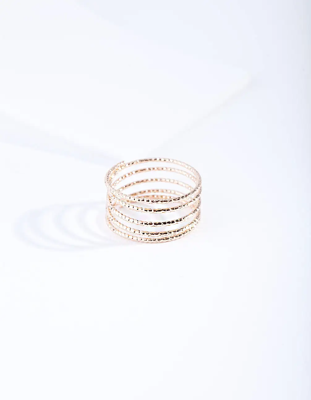 Gold Diamond Cut Spiral Ring