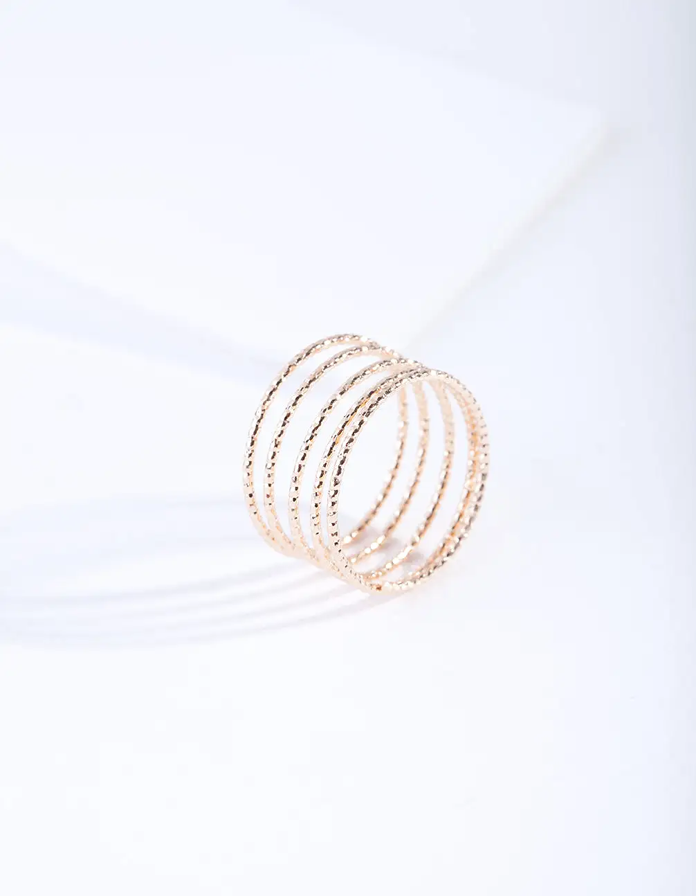 Gold Diamond Cut Spiral Ring