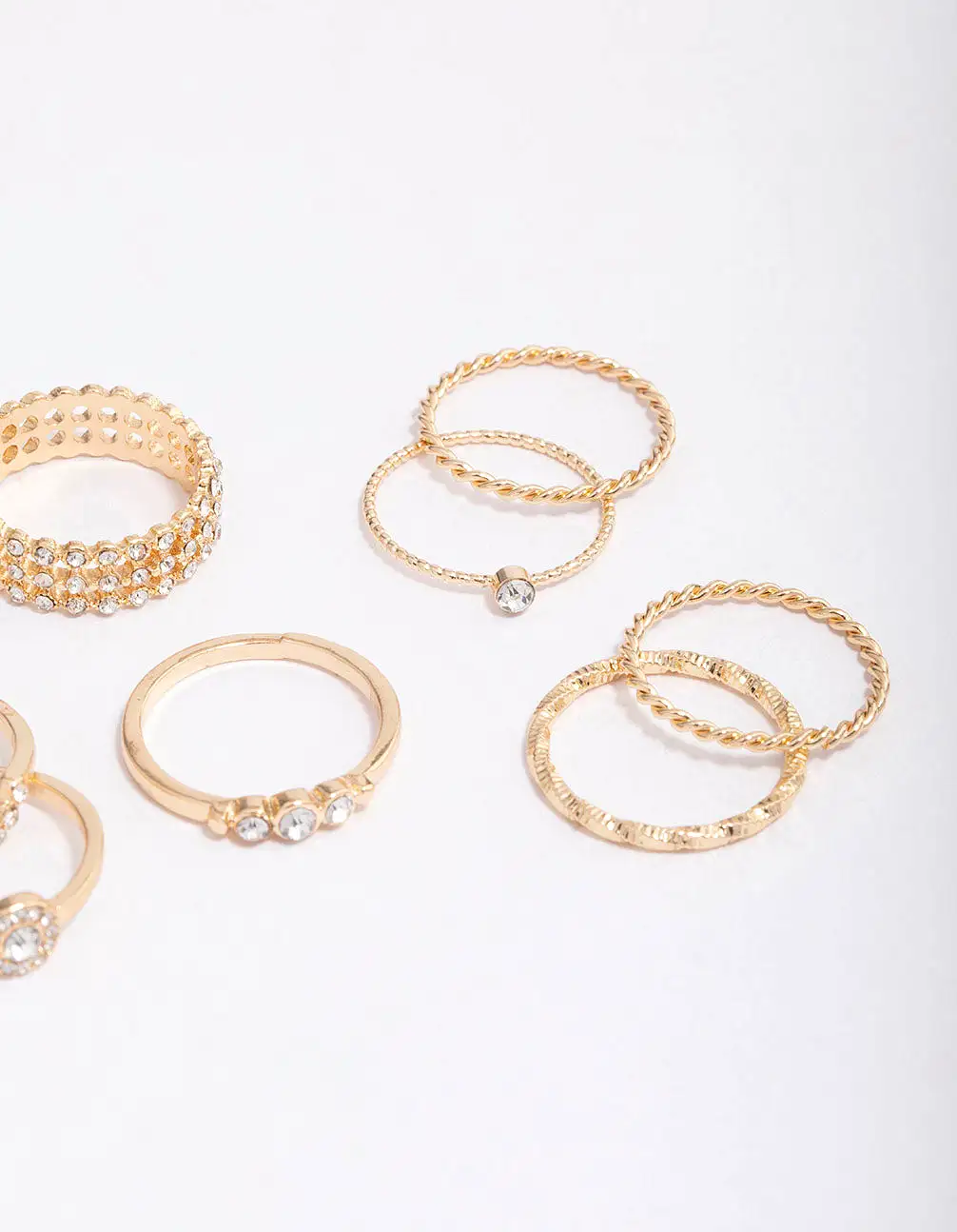 Gold Glamorous Rope Ring Pack