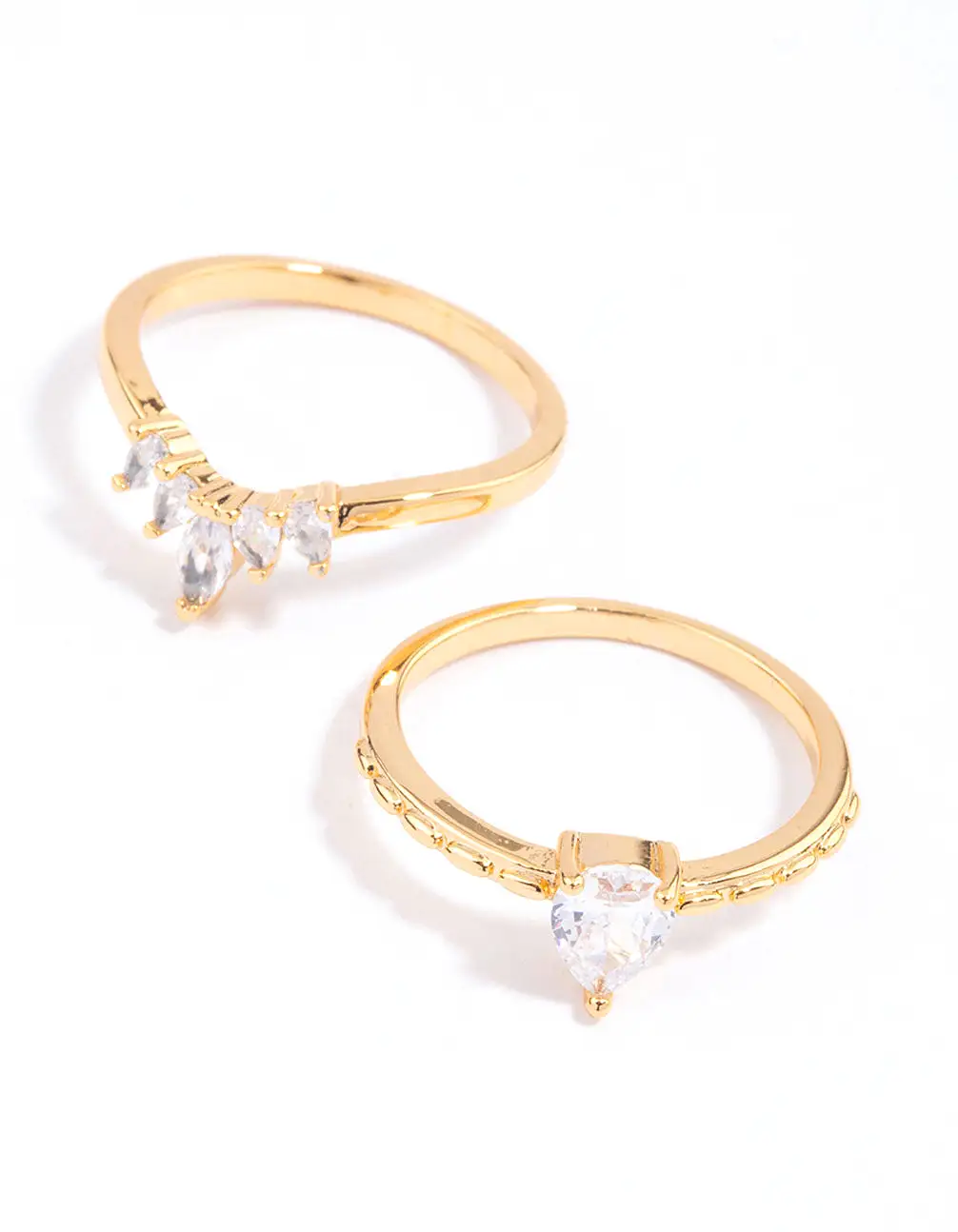 Gold Plated Cubic Zirconia Pearl & Marquise Nest Ring Pack