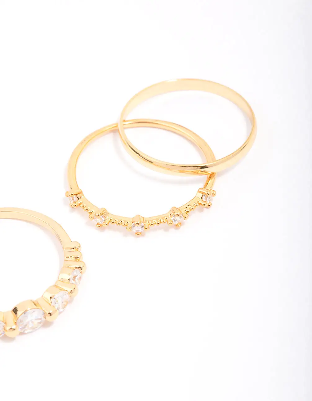 Gold Plated Dainty Cubic Zirconia Stacking Ring 5-Pack