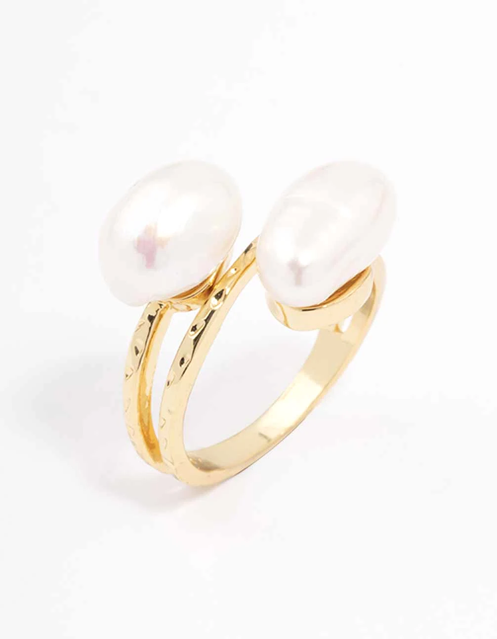 Gold Plated Double Pearl Wrapped Ring