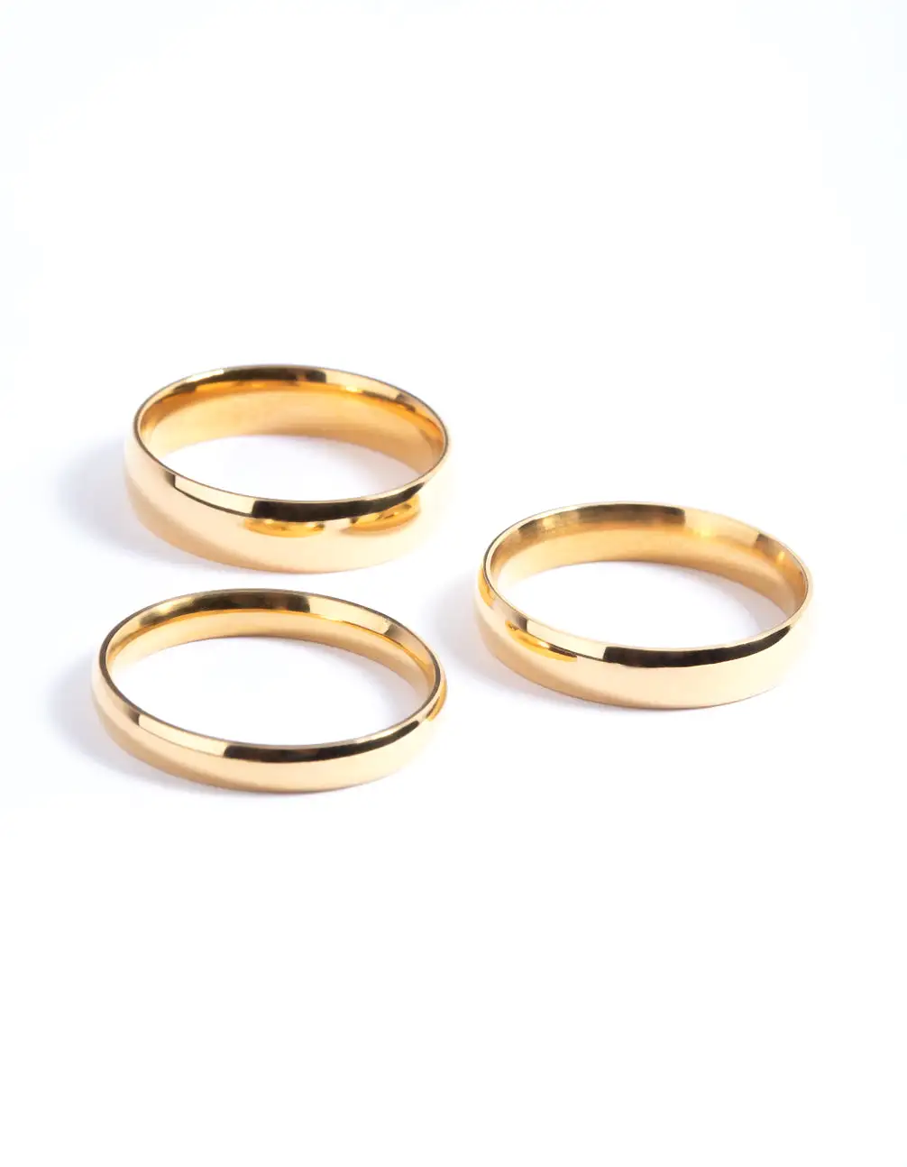 Gold Plated Stainless Steel Plain Band Ring Pack