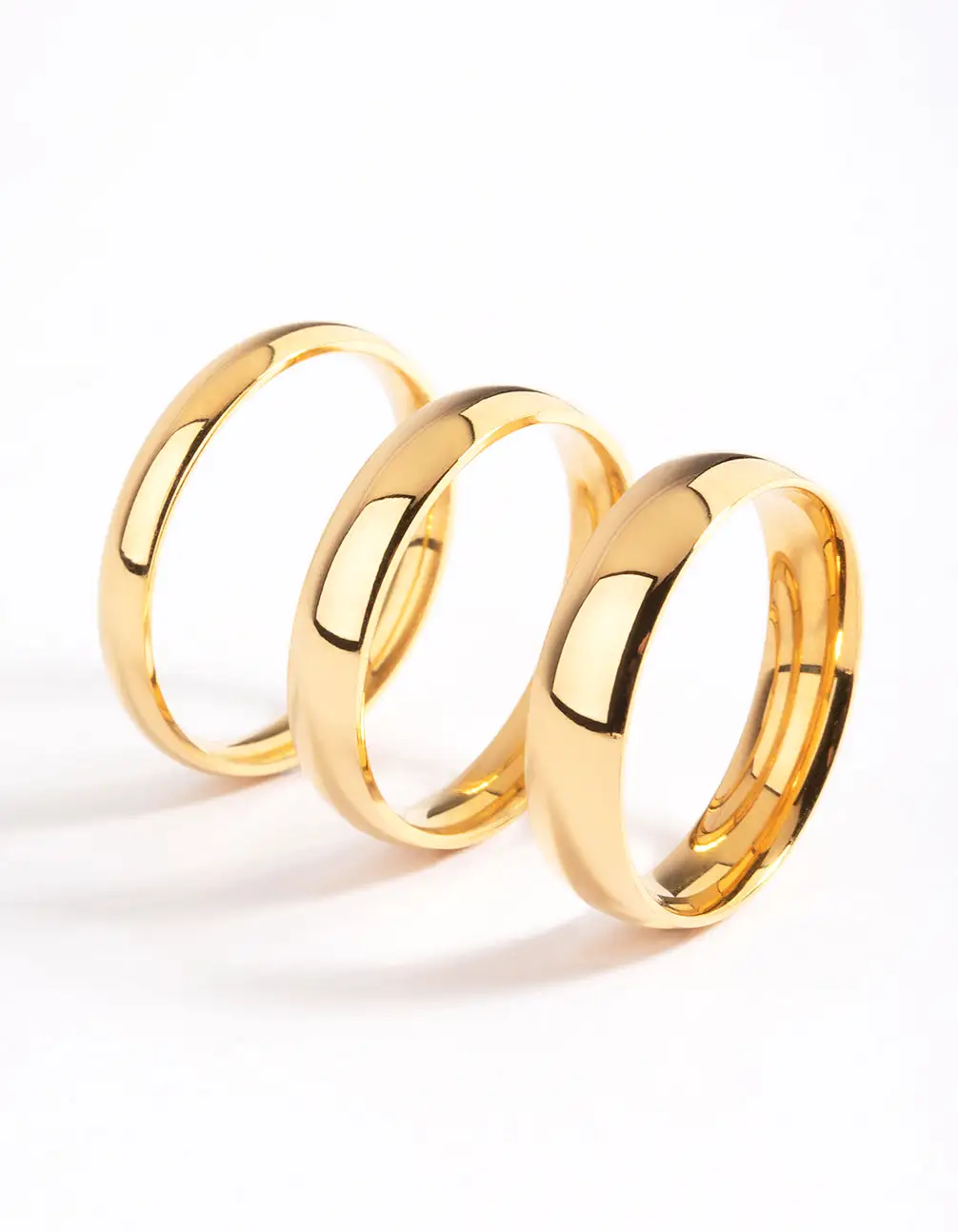 Gold Plated Stainless Steel Plain Band Ring Pack