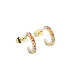 Gold Rainbow Crystal Hoop Earrings