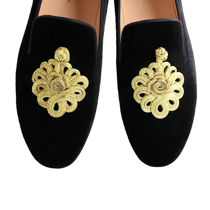 Golden Rope Decoration Loafers For Party And Wedding Leather Insole