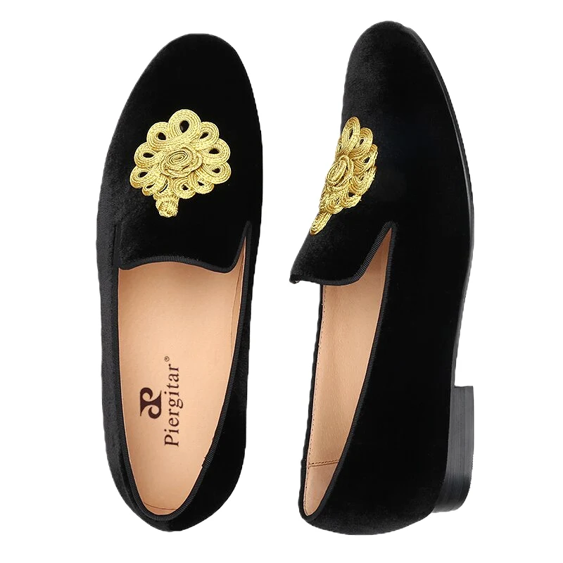 Golden Rope Decoration Loafers For Party And Wedding Leather Insole