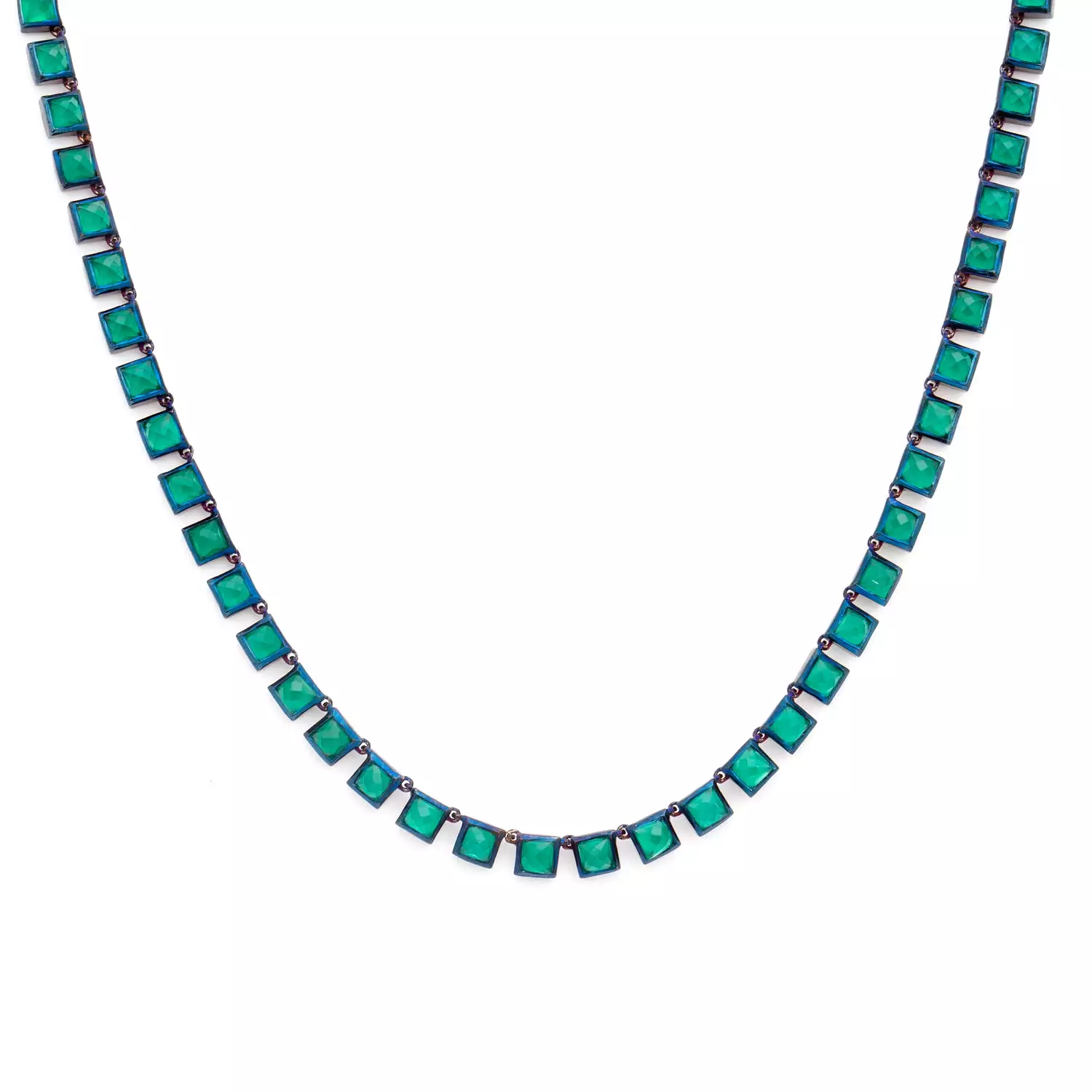 Green Onyx Mini Tile Riviere Necklace