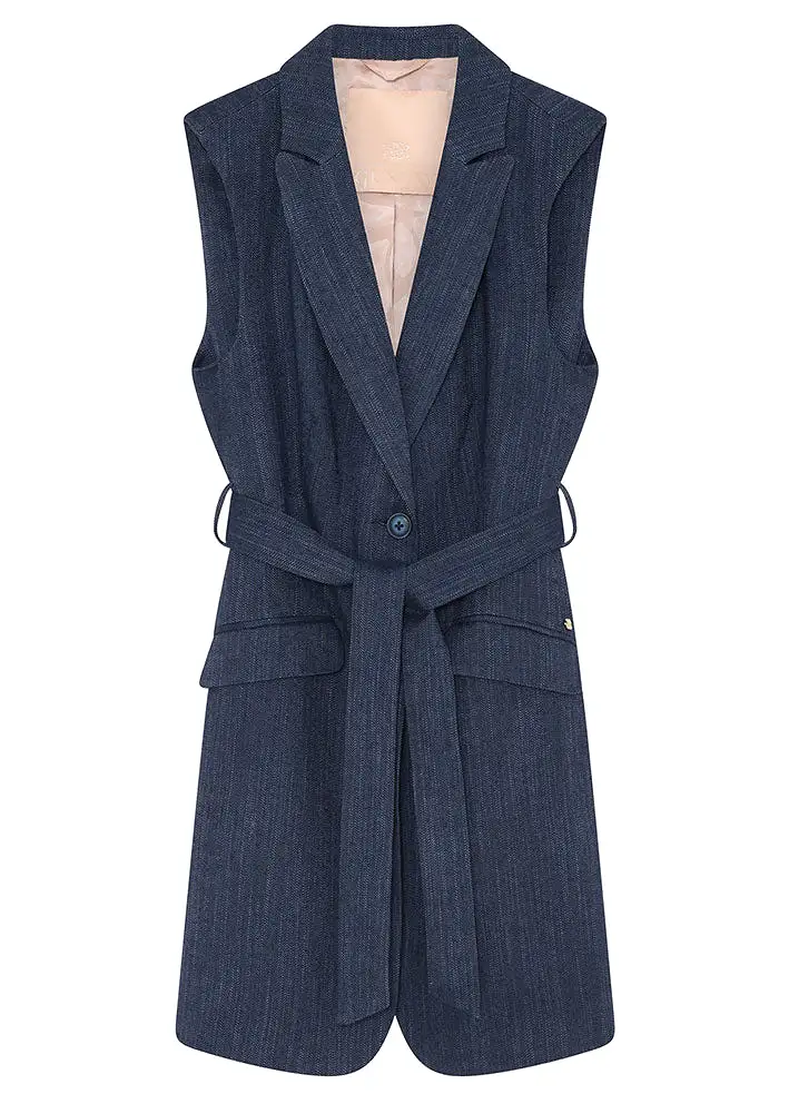 Gustav Hasel long blazer vest 52100 Blue Nights