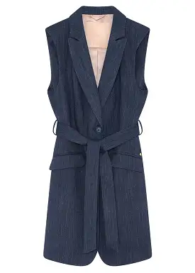 Gustav Hasel long blazer vest 52100 Blue Nights