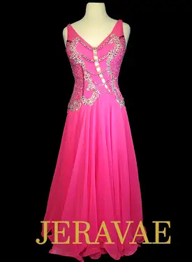 Hot Pink Smooth Dress with White Lace and Swarovski Stones Size Large SMO077 SOLD