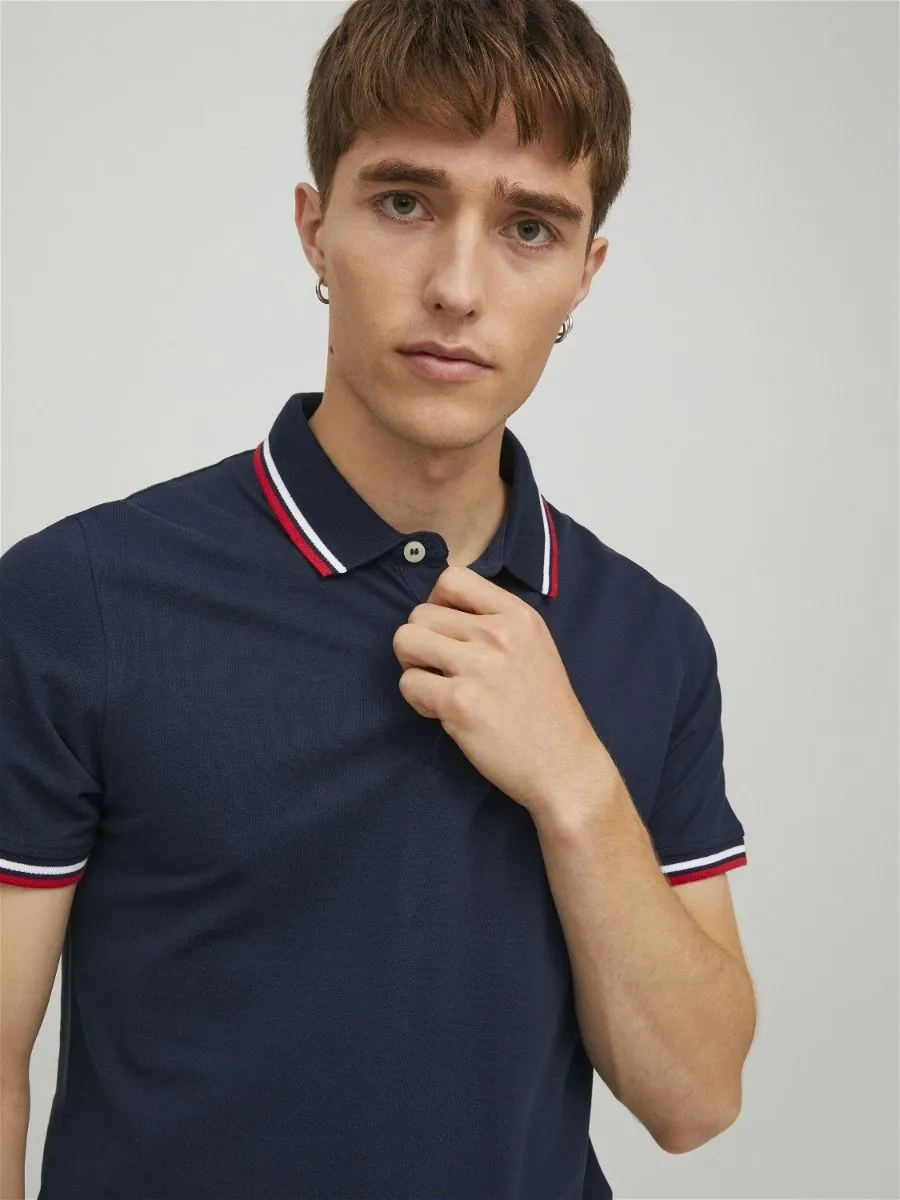 Jack & Jones Paulos Tipped Polo Shirt Navy Blazer