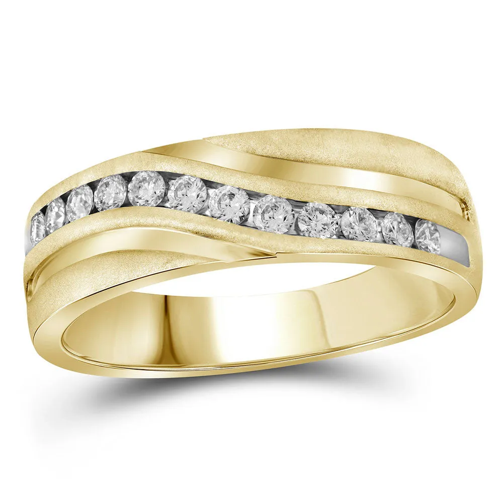 Keene Jewelers 10kt Yellow Gold Mens Round Diamond Wedding Band Ring 1 Cttw