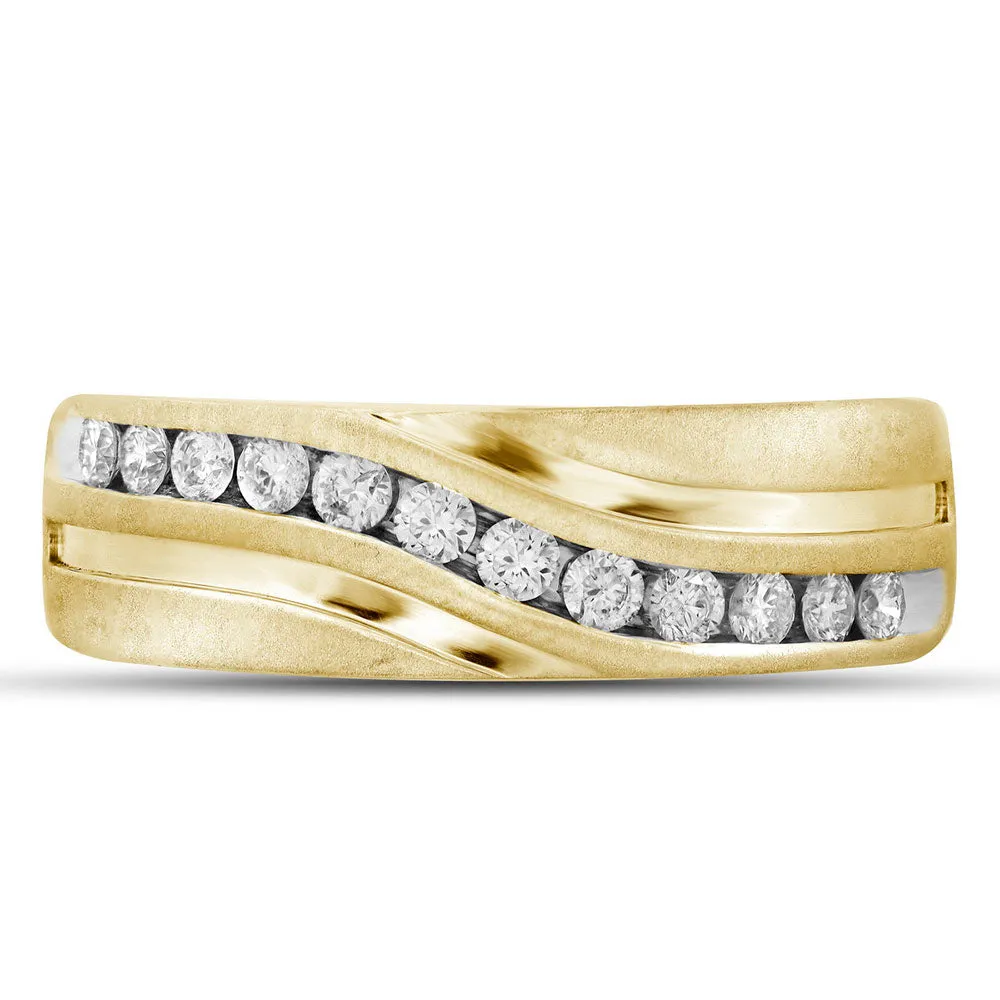 Keene Jewelers 10kt Yellow Gold Mens Round Diamond Wedding Band Ring 1 Cttw